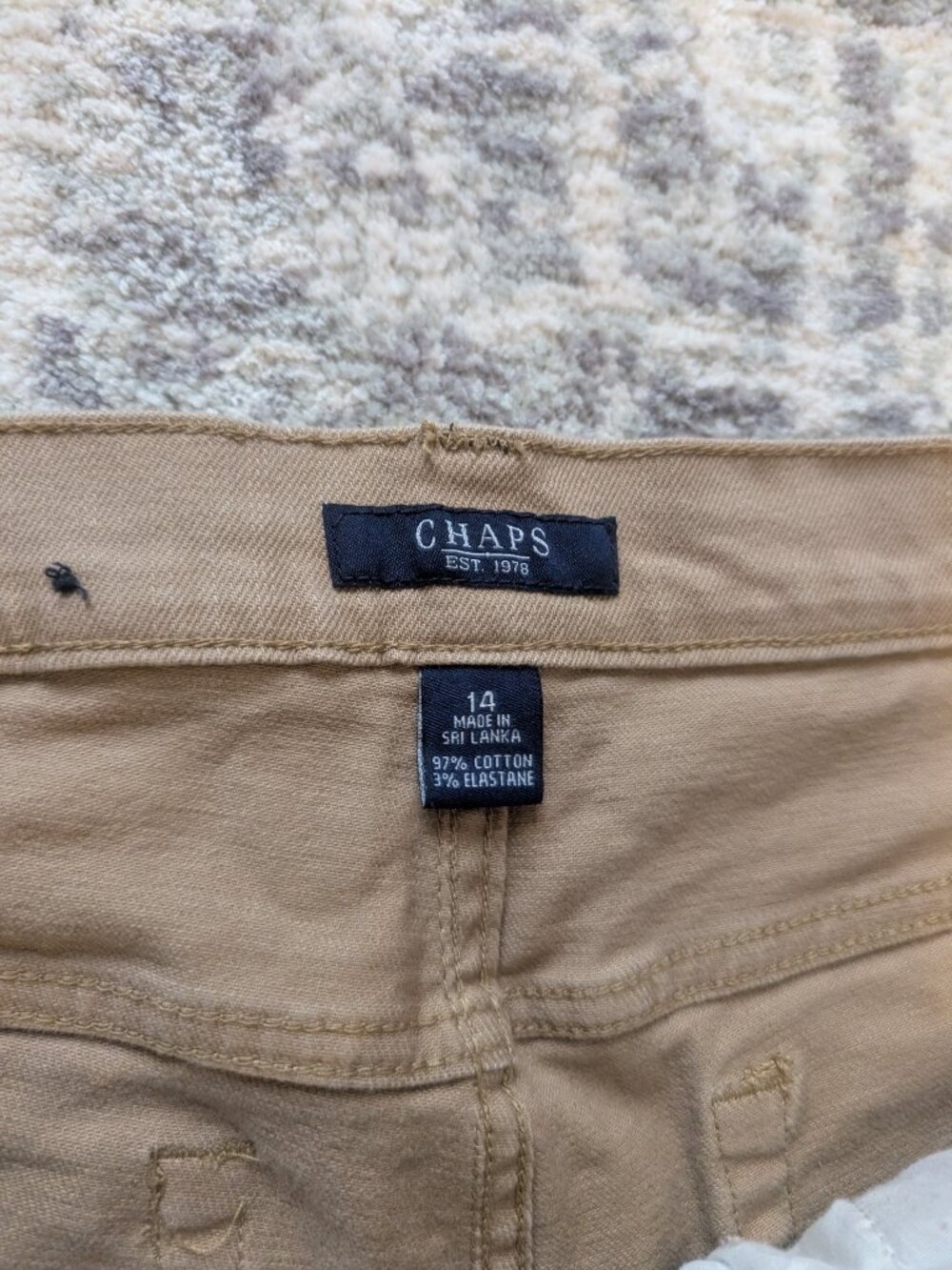 Chaps Khaki Stretch Twill Straight Leg Pants Women's Size 14 Classic Tan - Picture 5 of 9